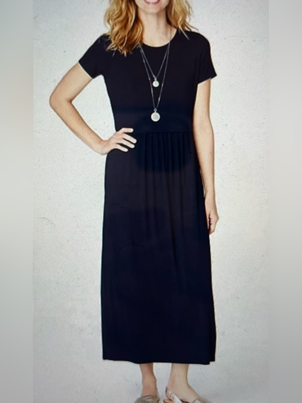 J. Jill Navy Short Sleeve Maxi Dress Sz Medium
